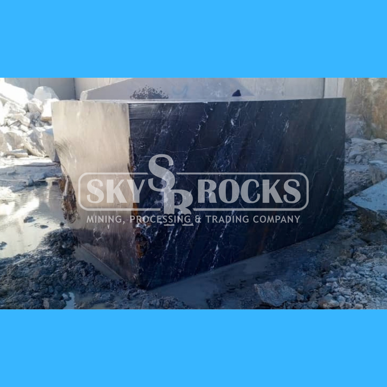 Sky Rocks Black Marble Block #3