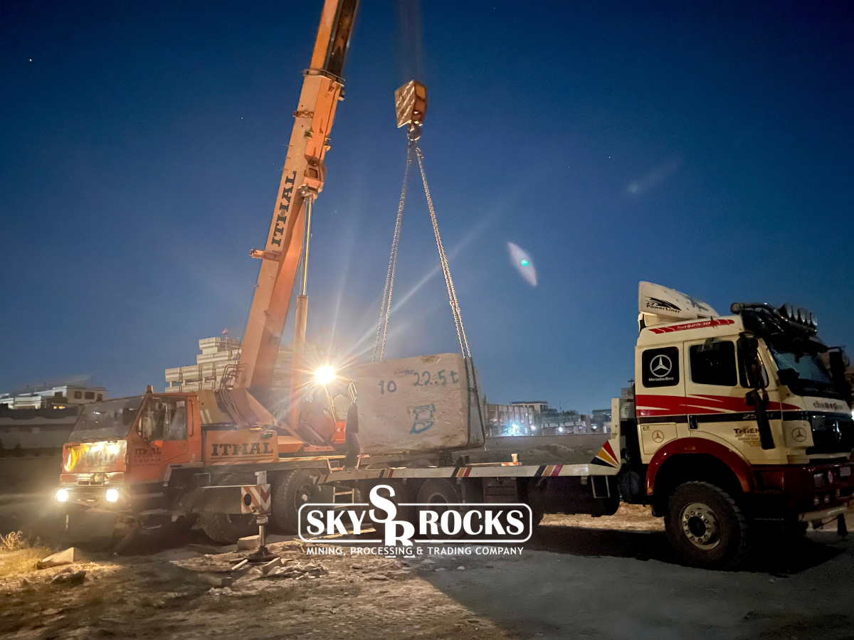 Our Recent Operations: Loading, Transporting & Unloading Stone Blocks
